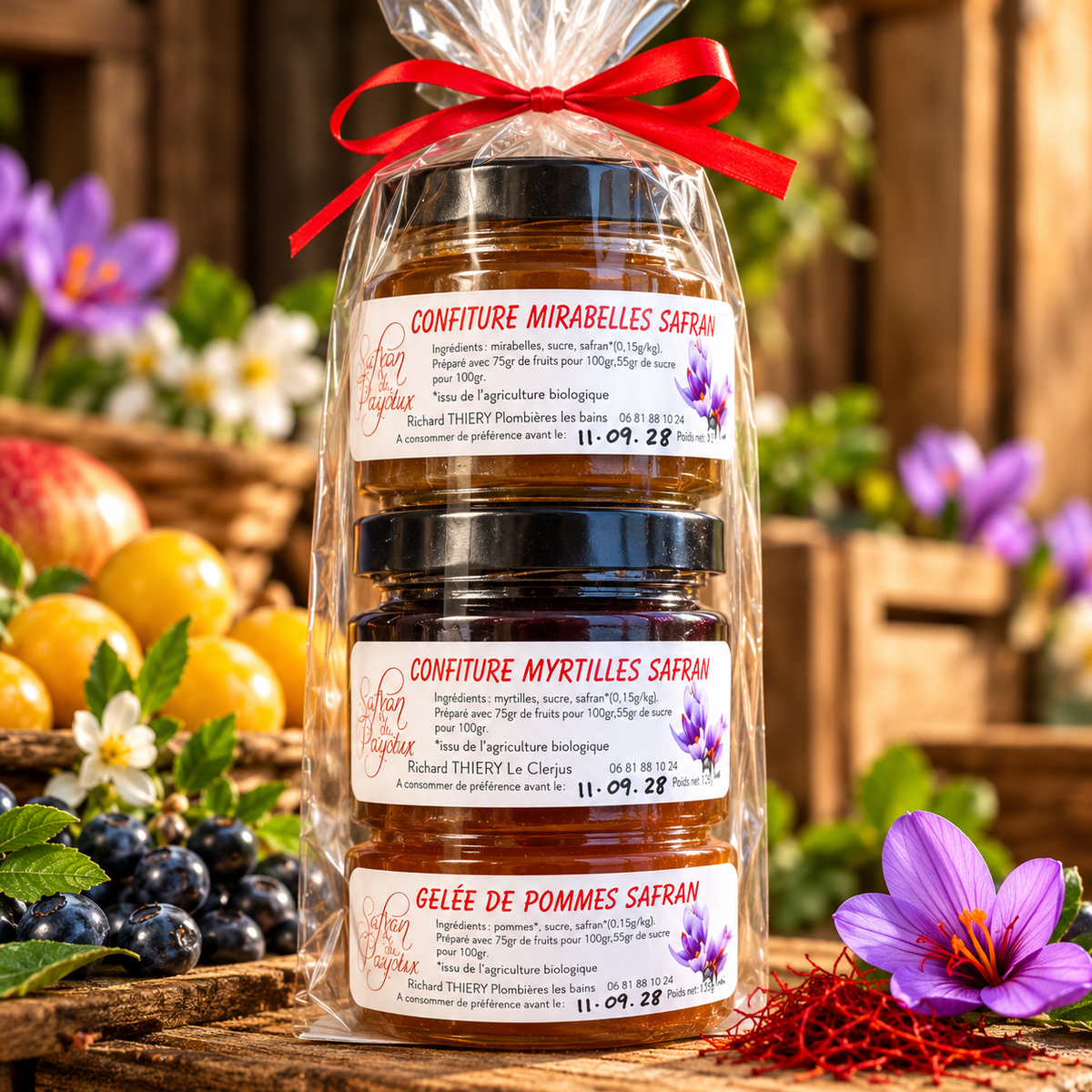 Coffret Découverte – 3 Confitures & Gelées au Safran des Vosges – 3 × 45 g