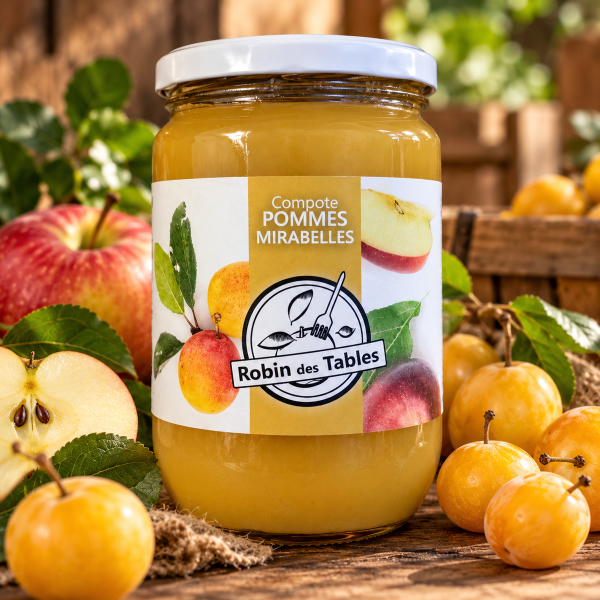 Compote de pomme mirabelle  600gr Bio
