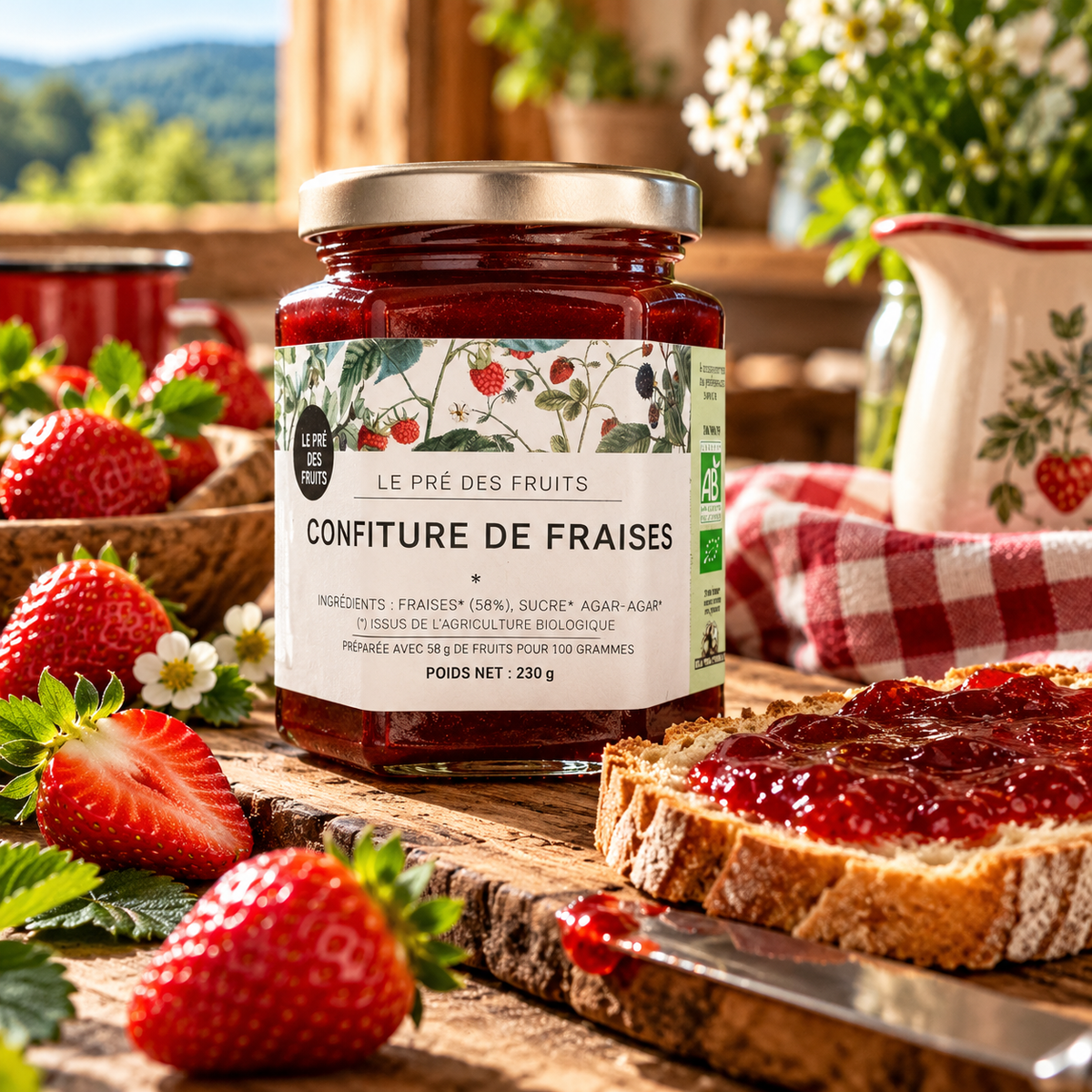 Confiture de Fraises BIO – Le Pré des Fruits – 230 g