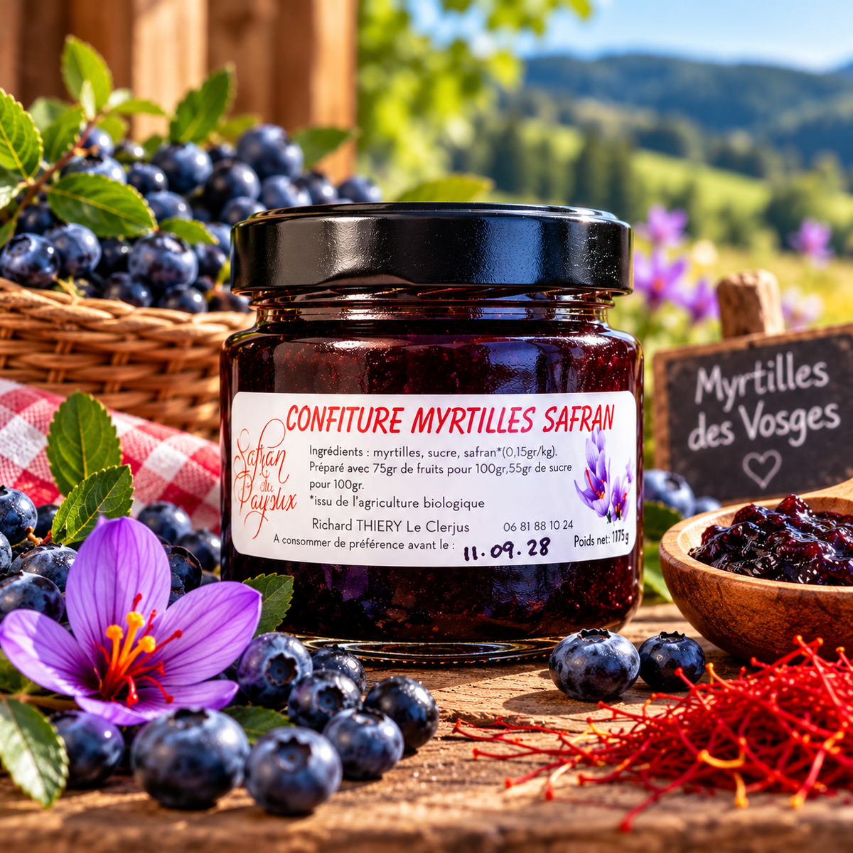 Confiture de Myrtilles au Safran des Vosges – 135 g