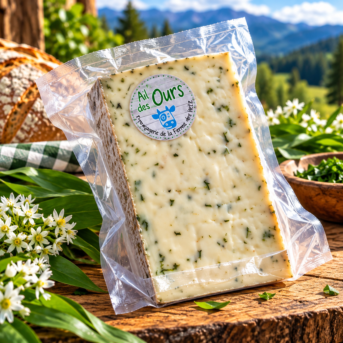 Tomme des Vosges fermière à l'ail des ours – Lait cru – 500 g