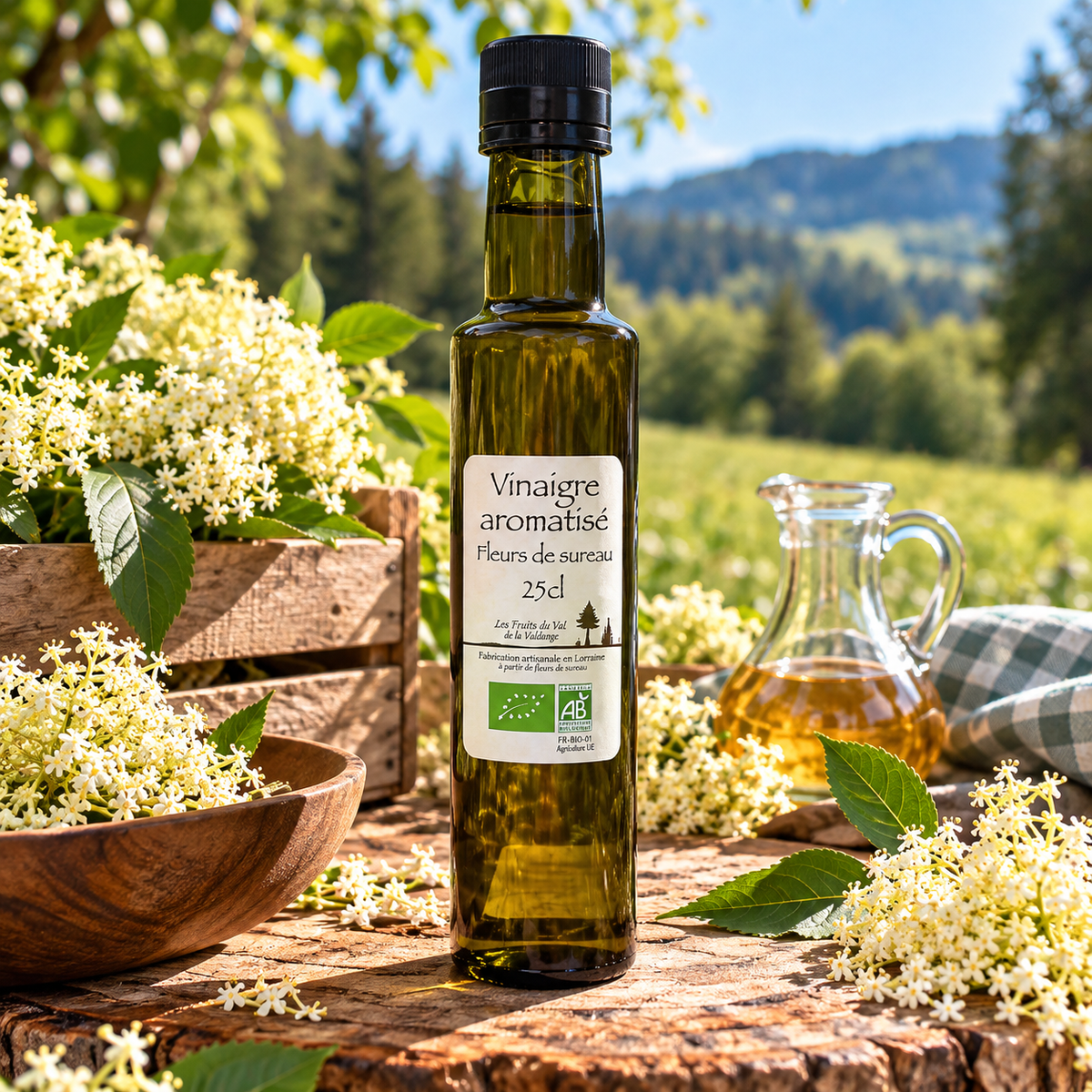 🌿 Vinaigre aromatisé aux Fleurs de Sureau BIO – 25 cl
