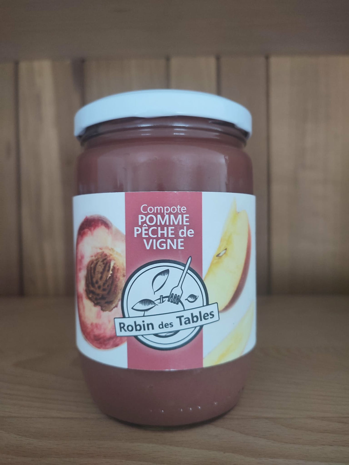Compote de pomme et pêche de vigne 600gr Bio